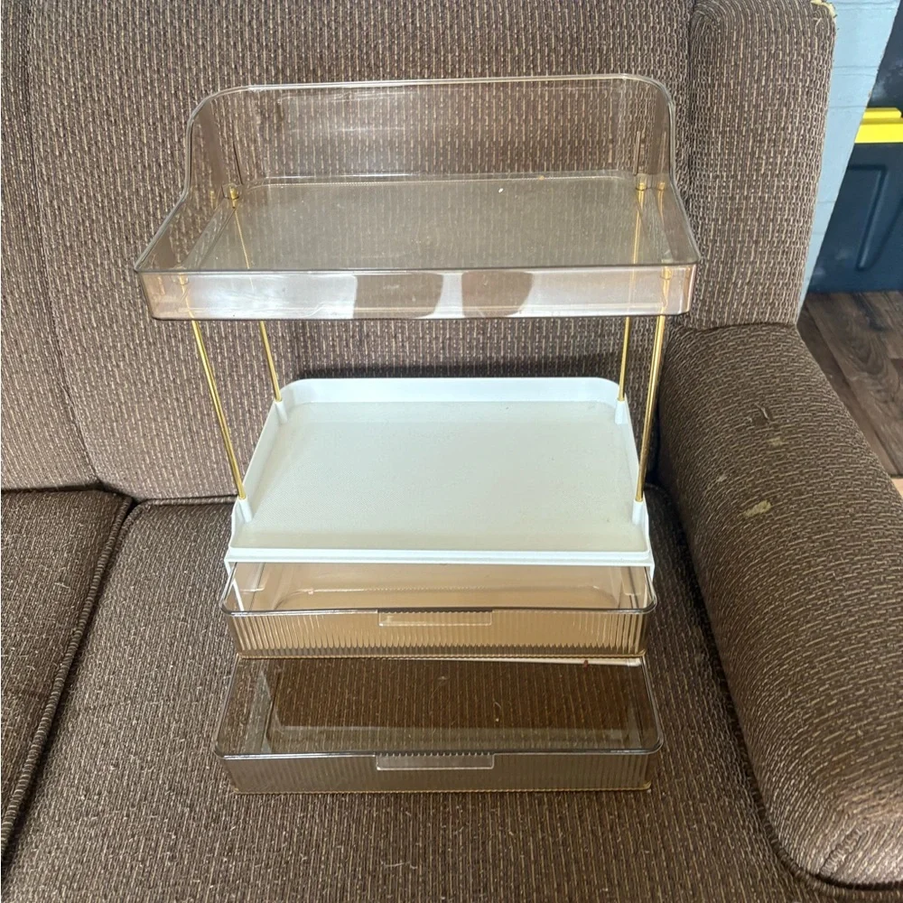 Elegant White and Brown Storage Organizer